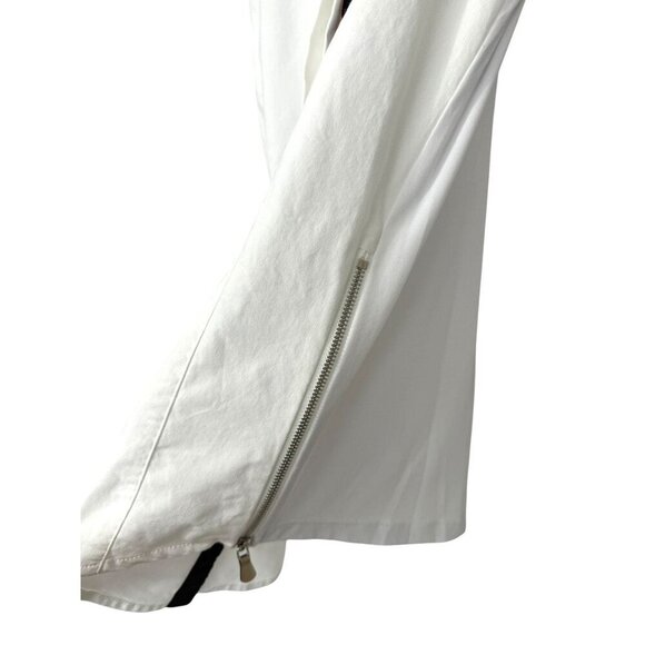 Anatomie Button Down Shirt White Mixed Fabric Zip Sides Long Slv Stretchy Size S - Picture 6 of 13